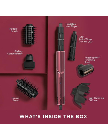 Secador y Multi-Estilizador Shark FlexStyle HD457CR, Cereza Negra