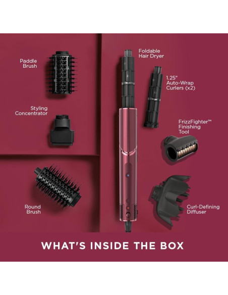 Secador y Multi-Estilizador Shark FlexStyle HD457CR, Cereza Negra