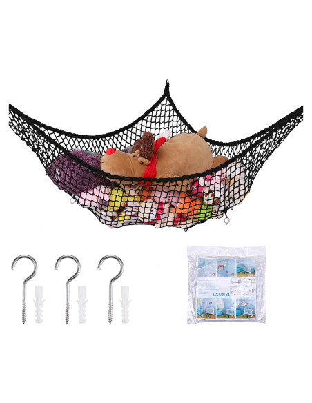 Hamaca de Animales de Peluche LXUNYI 213 cm Organizador Negro