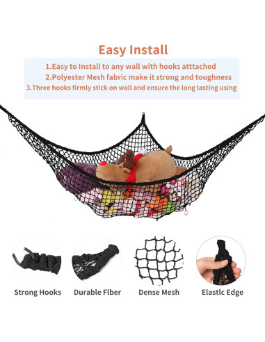 Hamaca de Animales de Peluche LXUNYI 213 cm Organizador Negro