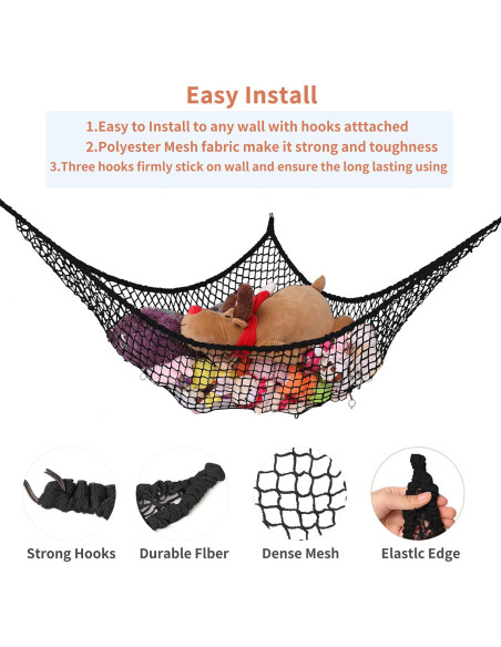 Hamaca de Animales de Peluche LXUNYI 213 cm Organizador Negro