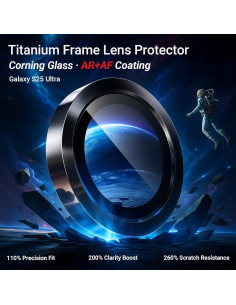 Protector de Lente de Cámara LITO para Galaxy S25 Ultra - Titanio y Vidrio Corning 9H 2