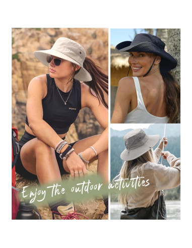 Sombrero de Sol FURTALK para Mujeres UPF 80+ Plegable Beige
