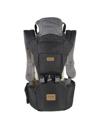 Portabebés Ergonómico Gris Oscuro, 360 Ajustable, 0-15 kg