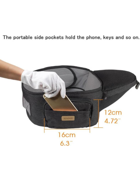 Portabebés Ergonómico Gris Oscuro, 360 Ajustable, 0-15 kg