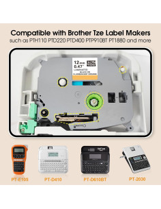 Cintas de Etiquetas BOYEEZON TZe-B31 4-Pack 12mm Negro Naranja 2