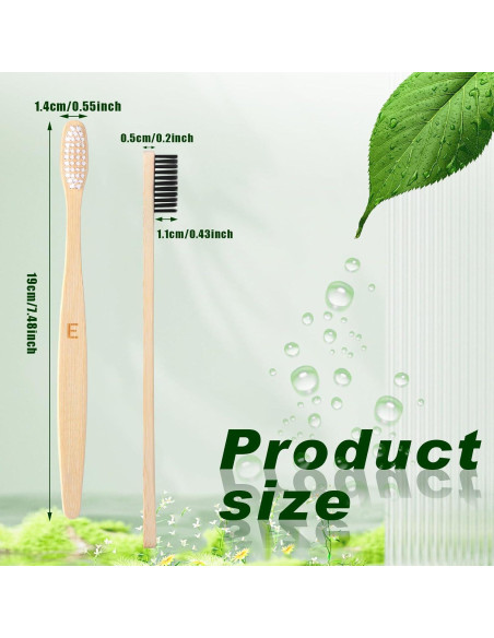 Cepillos de Dientes de Bambú Sieral 60 Pcs Suaves 19 cm