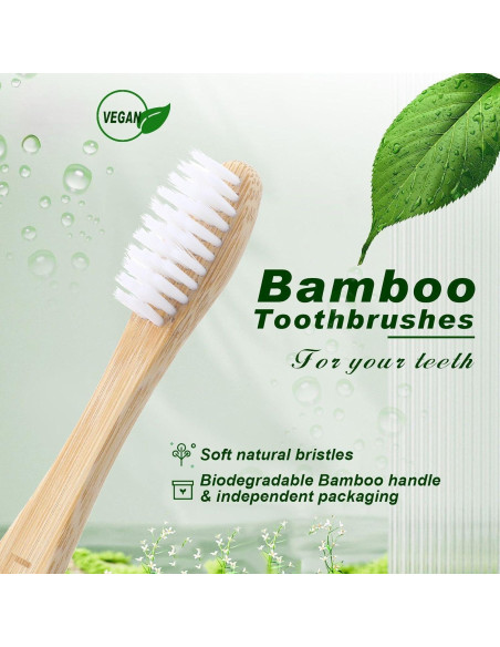 Cepillos de Dientes de Bambú Sieral 60 Pcs Suaves 19 cm