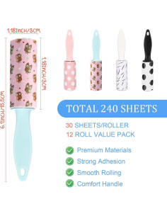 Hushee 12 Mini Rodillos Quitapelusas para Mascotas 360 Hojas 2