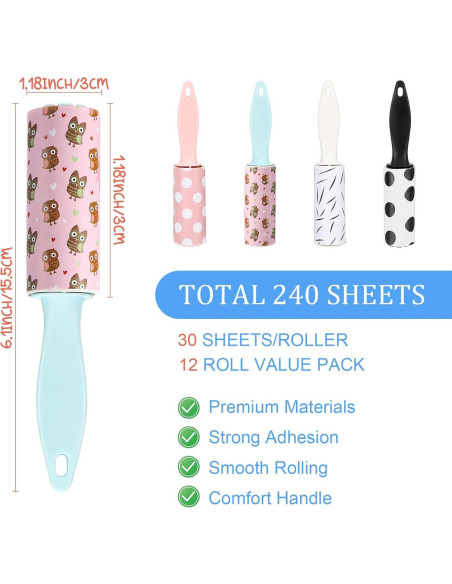 Hushee 12 Mini Rodillos Quitapelusas para Mascotas 360 Hojas