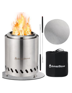 Estufa de Camping AmazStove 24.6 cm Acero Inoxidable Plata