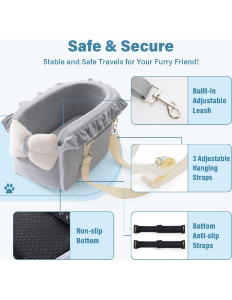 Asiento de Coche para Mascotas Jaoul Gris - 43x22cm - 1.05kg Asiento de Coche para Mascotas Jaoul Gris - 43x22cm - 1.05kg