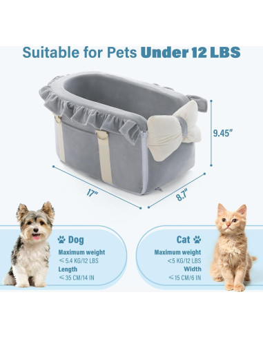 Asiento de Coche para Mascotas Jaoul Gris - 43x22cm - 1.05kg