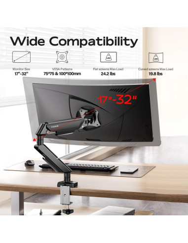 Soporte de Monitor Fulkun Negro 17-32" Articulado VESA 75x75/100x100