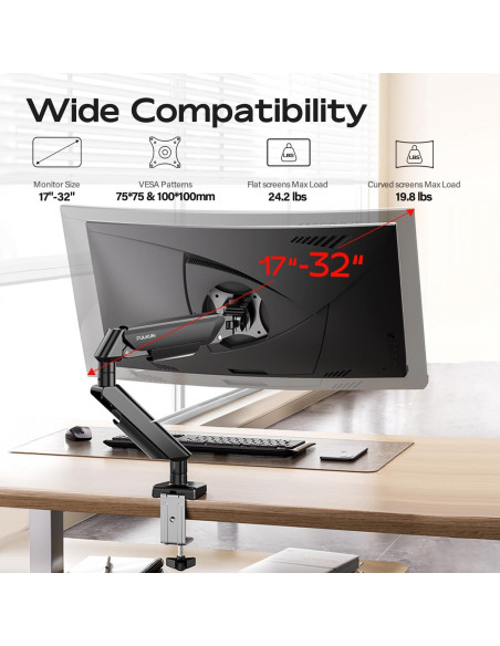Soporte de Monitor Fulkun Negro 17-32" Articulado VESA 75x75/100x100