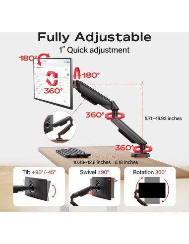 Soporte de Monitor Fulkun Negro 17-32" Articulado VESA 75x75/100x100