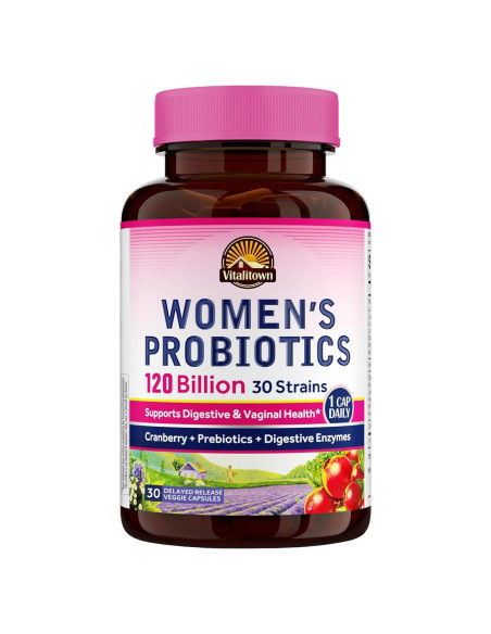 Probioticos Vitalitown para Mujeres 120 Mil Millones CFUs 30 Capsulas Probioticos Vitalitown para Mujeres 120 Mil Millones CFUs 30 Capsulas