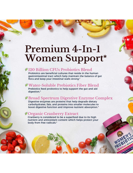 Probioticos Vitalitown para Mujeres 120 Mil Millones CFUs 30 Capsulas Probioticos Vitalitown para Mujeres 120 Mil Millones CFUs 30 Capsulas
