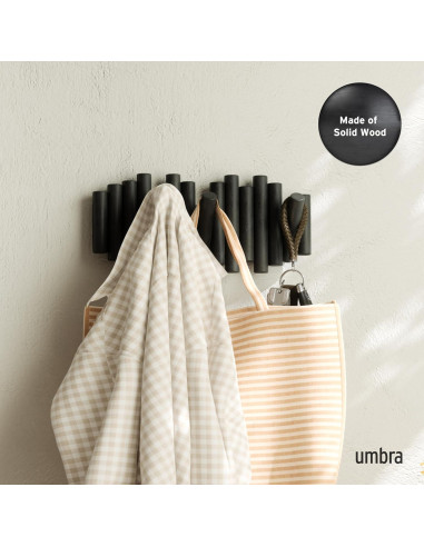Gancho de Pared Umbra Picket 5 Ganchos Madera Negra