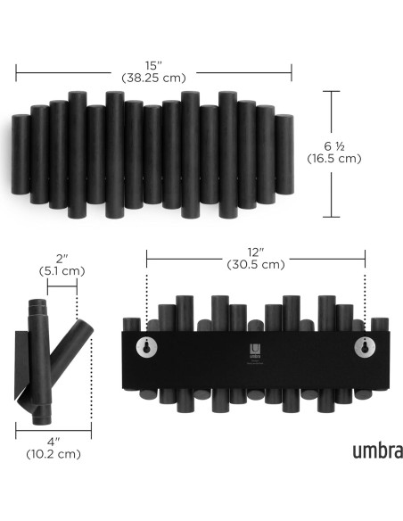 Gancho de Pared Umbra Picket 5 Ganchos Madera Negra