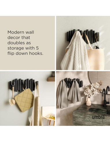 Gancho de Pared Umbra Picket 5 Ganchos Madera Negra