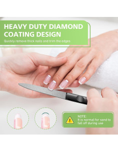 Lima de Uñas de Diamante BALUCA - Acero Inoxidable, 2 Piezas 2