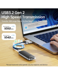 Disco Duro Externo SSD NVMe PHIXERO P10PRO 256GB USB 3.2 2