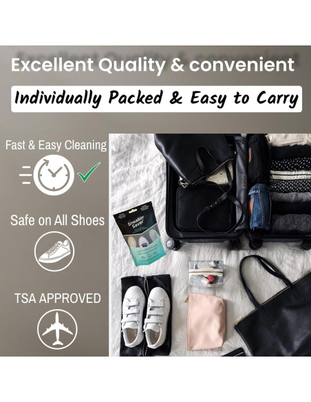 20 Toallitas de Limpieza Rápida ALAZCO para Zapatos - Viaje TSA