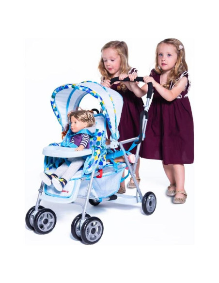 Carrito de Muñecas Joovy Toy Caboose Azul - Soporta 3 Muñecas