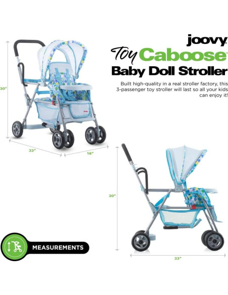 Carrito de Muñecas Joovy Toy Caboose Azul - Soporta 3 Muñecas