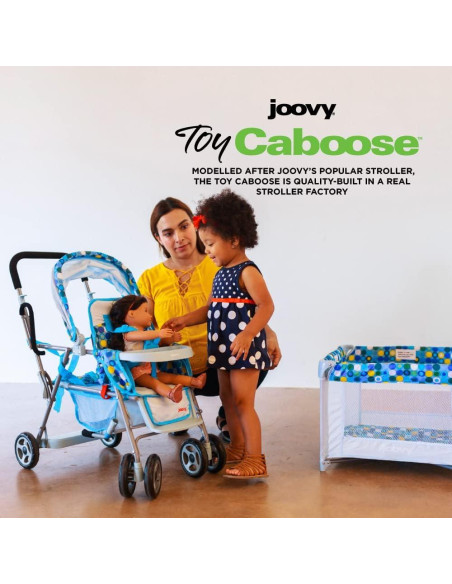 Carrito de Muñecas Joovy Toy Caboose Azul - Soporta 3 Muñecas