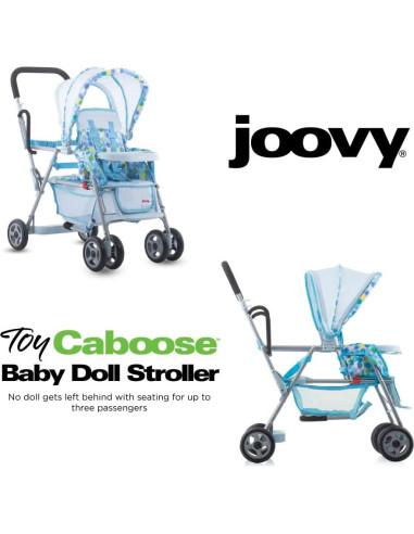 Carrito de Muñecas Joovy Toy Caboose Azul - Soporta 3 Muñecas