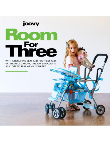 Carrito de Muñecas Joovy Toy Caboose Azul - Soporta 3 Muñecas