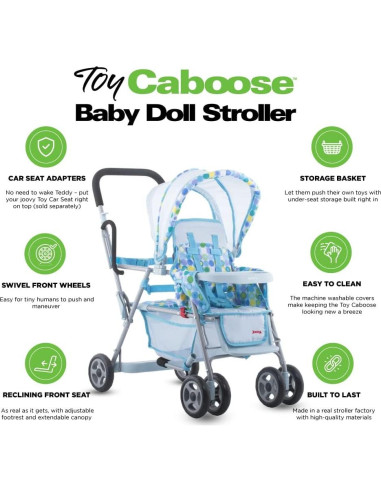 Carrito de Muñecas Joovy Toy Caboose Azul - Soporta 3 Muñecas