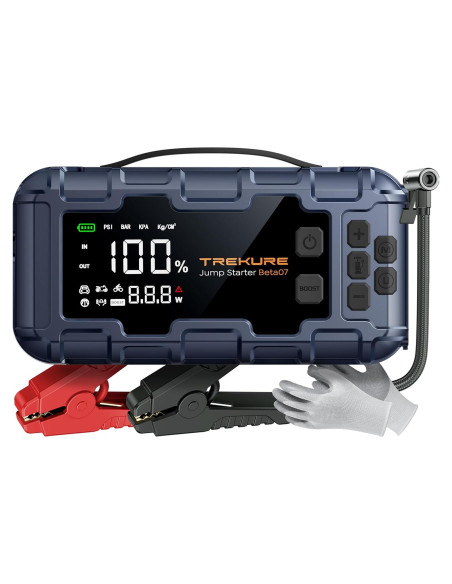 Arrancador de coche TREKURE Beta07 8000A 10-en-1 con compresor