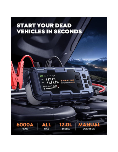 Arrancador de coche TREKURE Beta07 8000A 10-en-1 con compresor