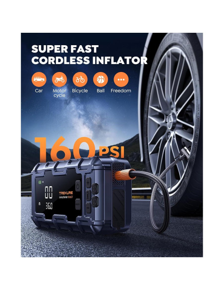 Arrancador de coche TREKURE Beta07 8000A 10-en-1 con compresor