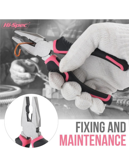 Kit de Herramientas Compacto Hi-Spec 13 Piezas Rosa para Bricolaje