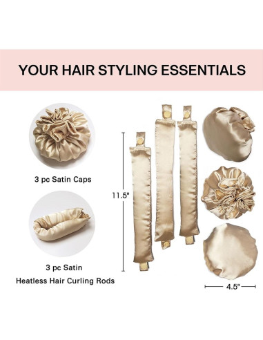 Rizador de Cabello Sin Calor Ariuvor 6PCS Beige - Rulos Suaves