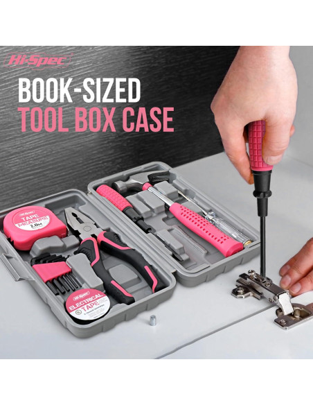 Kit de Herramientas Compacto Hi-Spec 13 Piezas Rosa para Bricolaje
