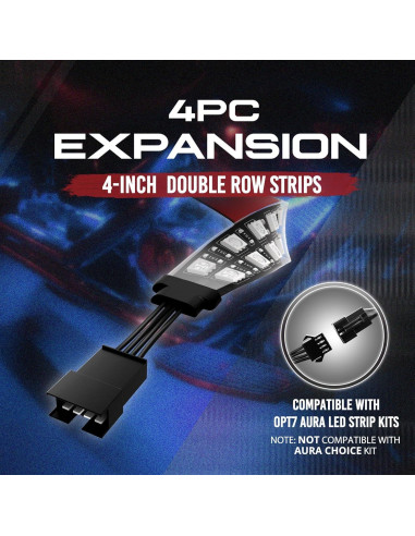 Tiras LED de Doble Fila OPT7 Aura 4 Piezas Multicolor 10.16 cm