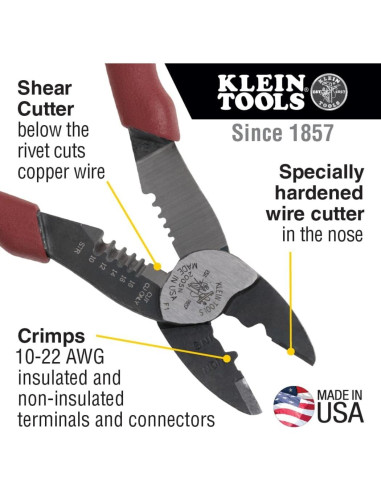Cortador Crimpador Desforrador Klein Tools 2005N 10-18 AWG