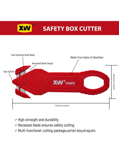 Cortador de Cajas XW, Abridor de Cartones, Paquete de 6
