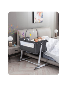 Cuna Lateral Yacul para Bebés Ajustable con Ruedas y Música