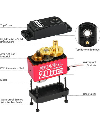 Servo Motor Digital 20KG LewanSoul LD-20MG 180 Impermeable