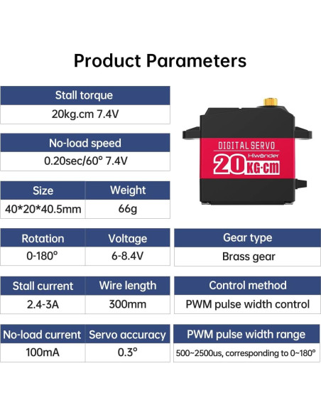 Servo Motor Digital 20KG LewanSoul LD-20MG 180 Impermeable