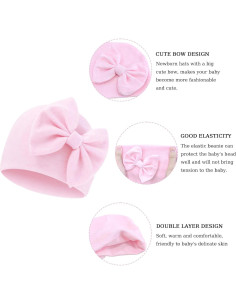 Conjunto de Gorro y Manoplas para Bebés Niñas con Lazo - Algodón Suave 2