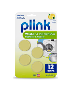 Limpiador y Ambientador Plink para Lavadora y Lavavajillas, 12 Tabletas Aroma Limón