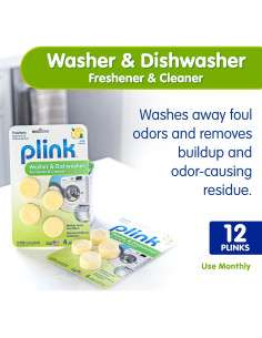 Limpiador y Ambientador Plink para Lavadora y Lavavajillas, 12 Tabletas Aroma Limón 2