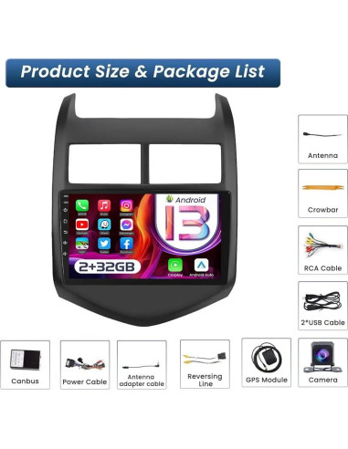Radio Estéreo de Coche Jingelsye 9" 1280x800 para Chevy Aveo 2012-2016